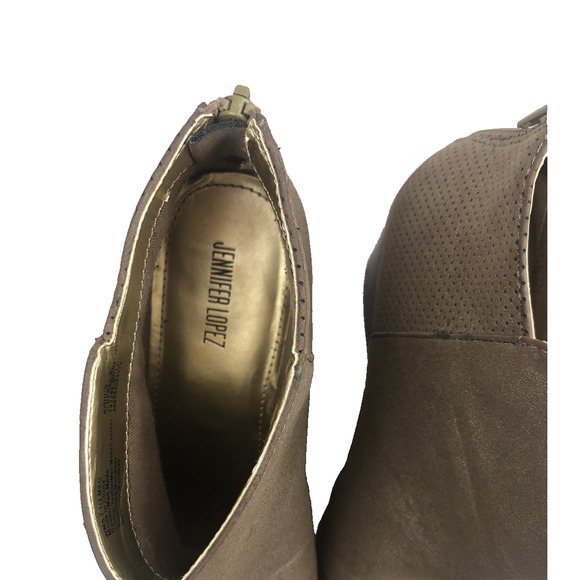 Jennifer Lopez Women's Ankle Boots Heels Size 7.5 Reba Gold Back Zip - Picture 6 of 9
